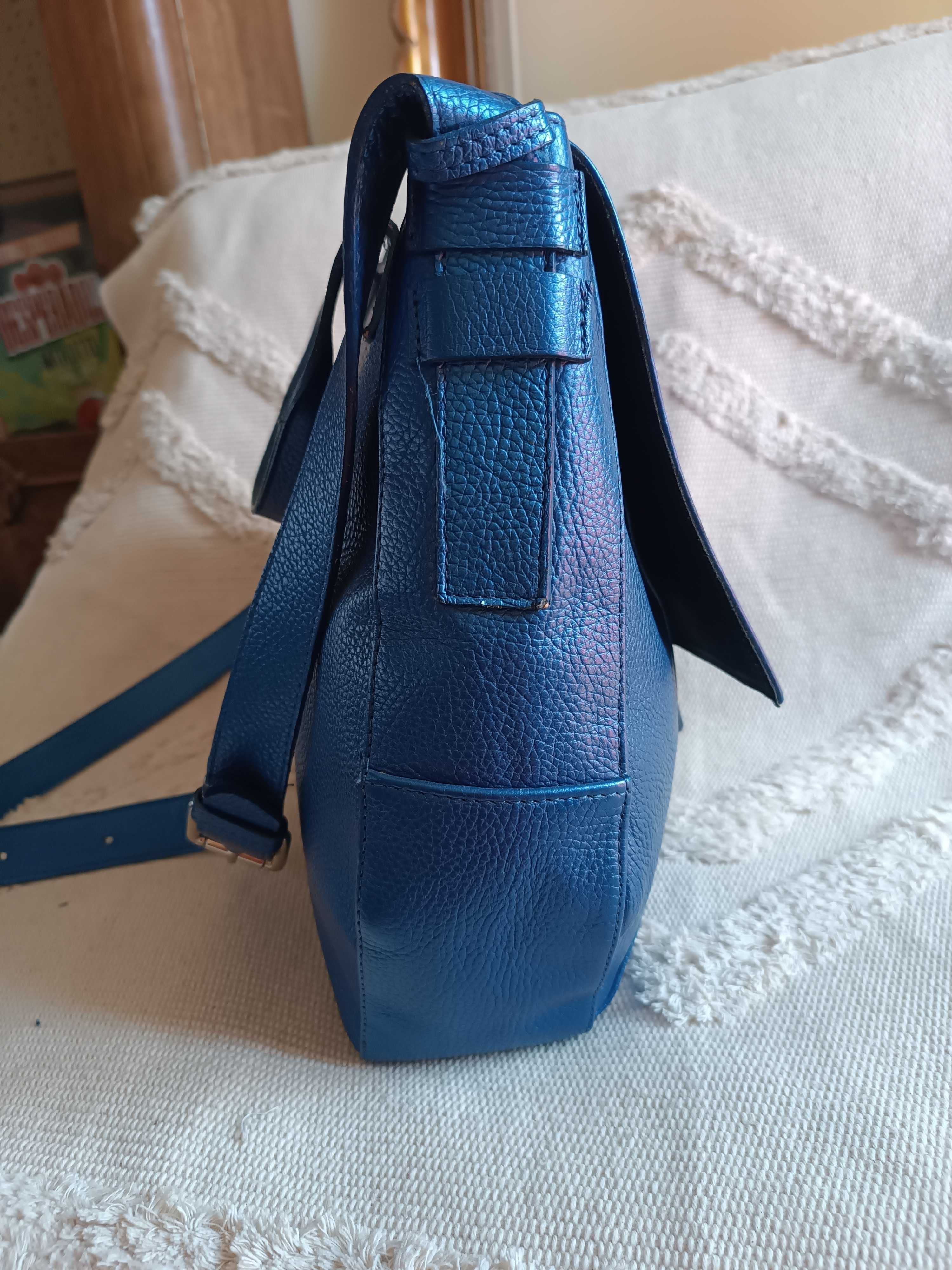 Torba Simple skóra kobaltowy metalik