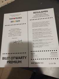 2x Bilet Otwarty Premium: Och-Teatr lub Teatr Polonia OKAZJA