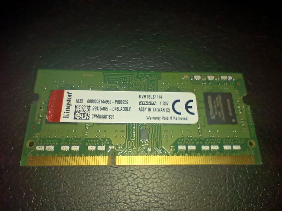 Оперативная память Kingston SODIMM DDR3L-1600 4Gb PC3-12800 (KVR16LS11
