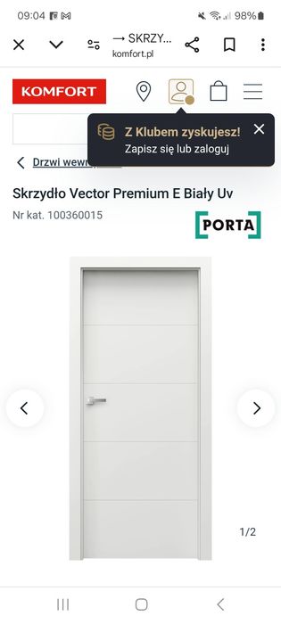 Skrzydło drzwi Porta Vektor E Premium