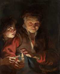 Plakat do antyramy Rubens Haga Old Woman and boy with candles