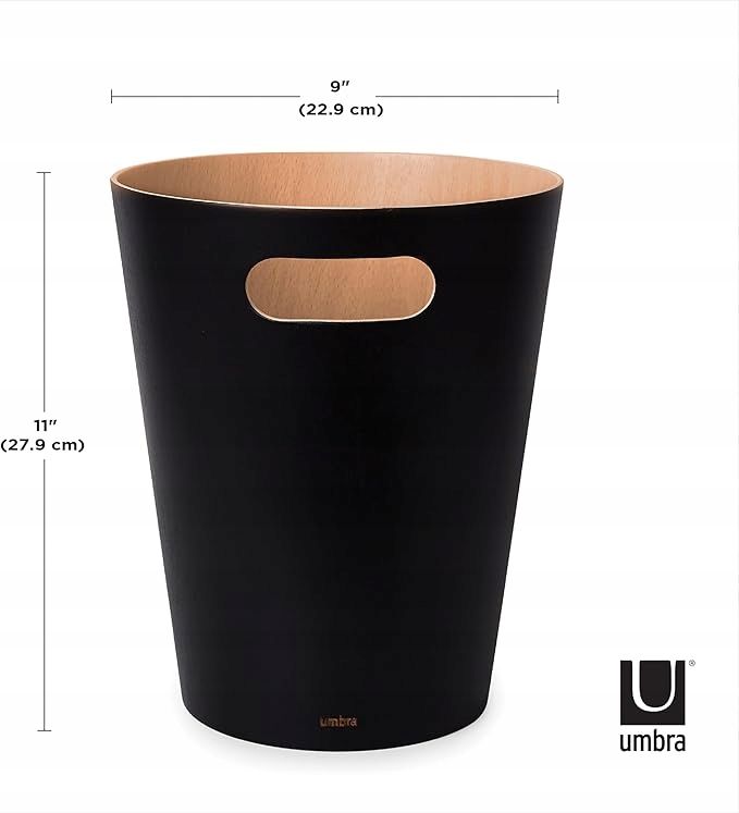 Umbra Woodrow Kosz na Śmieci, Czarny, 7,5L- OPIS