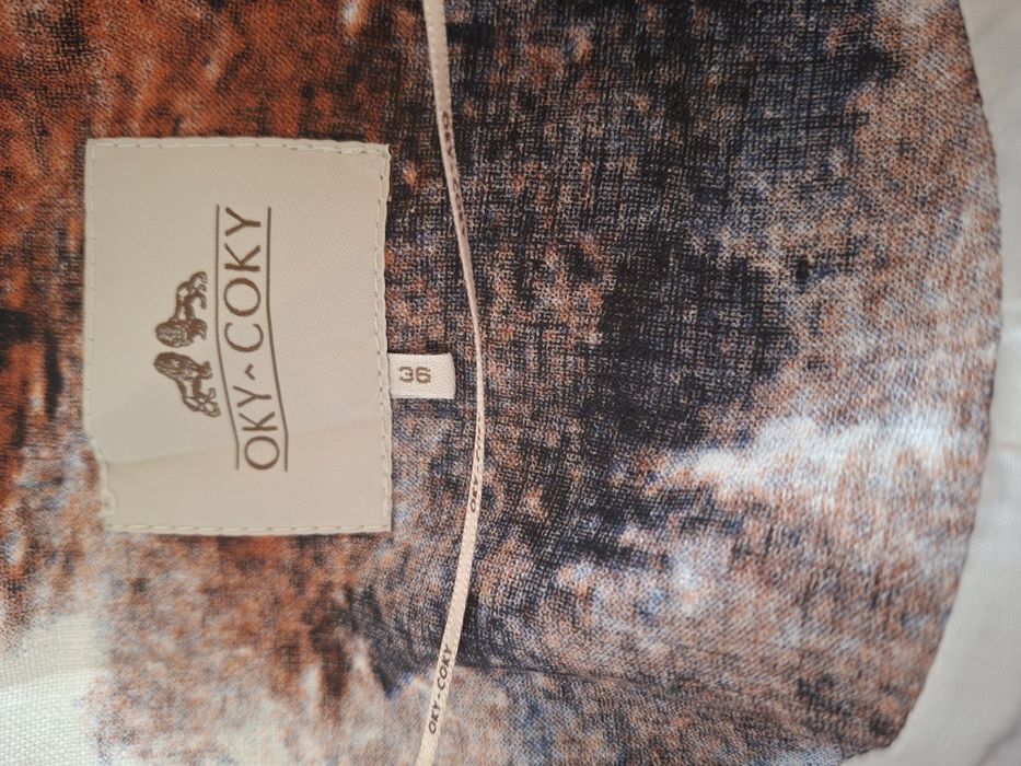 Piękna sukienka z narzutką z lnu pure linen 100% len kolory ziemi brąz