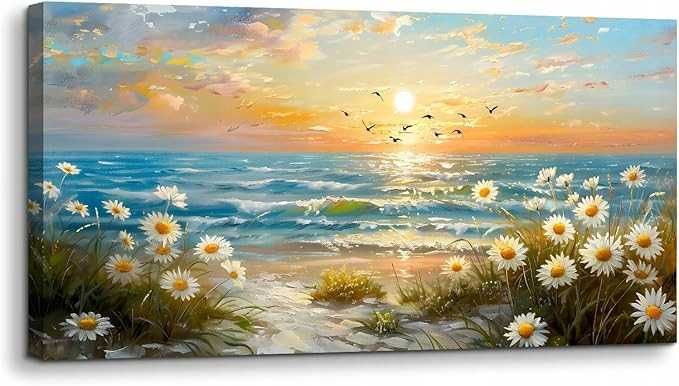Hyidecorart Wschód słońca na plaży 100x50cm Krajobraz Obraz na płótnie