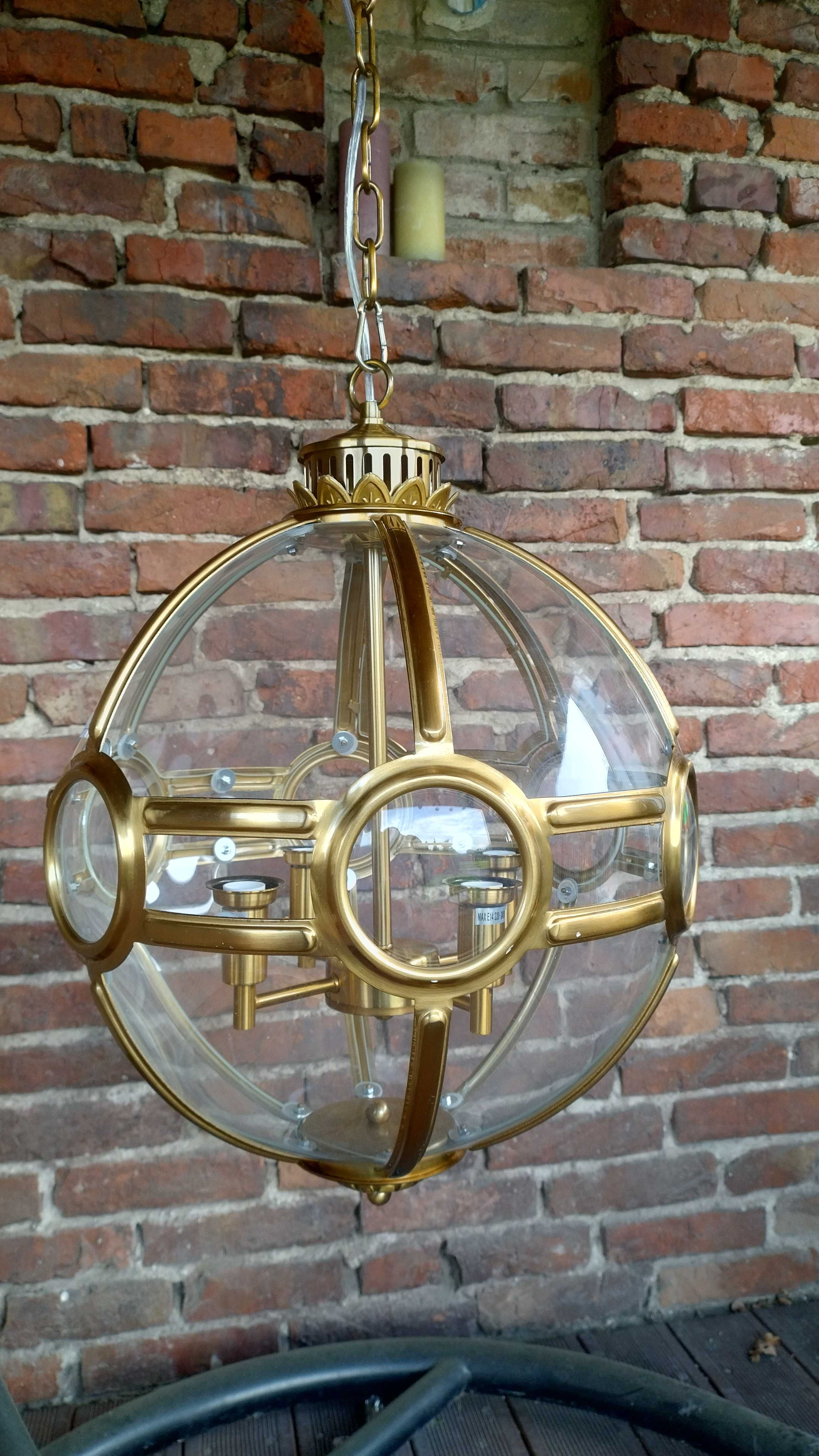 lampa wisząca okrągła złota kula szkło  STYL GLAMOUR  zestaw 2 sztuk!