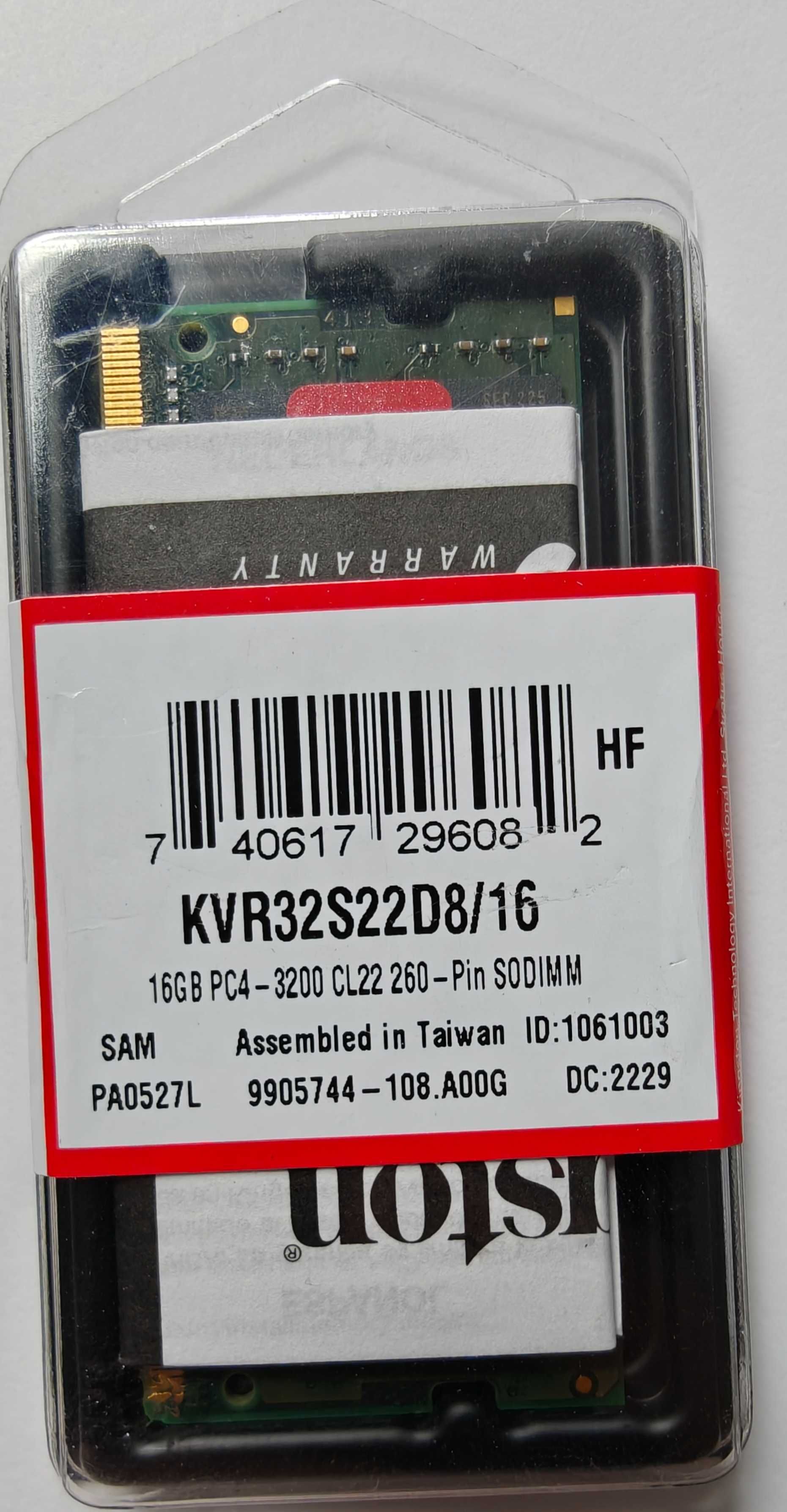 Pamięć RAM Kingston 16GB DDR4 3200MHz SO-DIMM (KVR32S22D8/16)