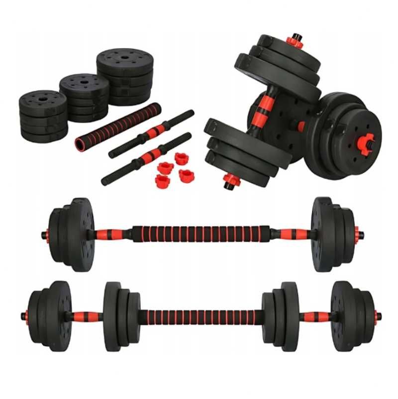 HANTLE BITUMICZNE 2x10kg zestaw hantli regulowane sztanga 20kg
