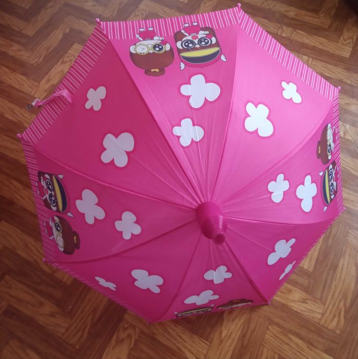 Детский зонтик розового цвета,полуавтомат
