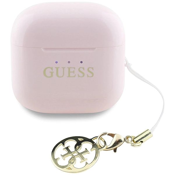 Słuchawki TWS Guess Glossy Effect Printed Classic Logo & Charm - różow