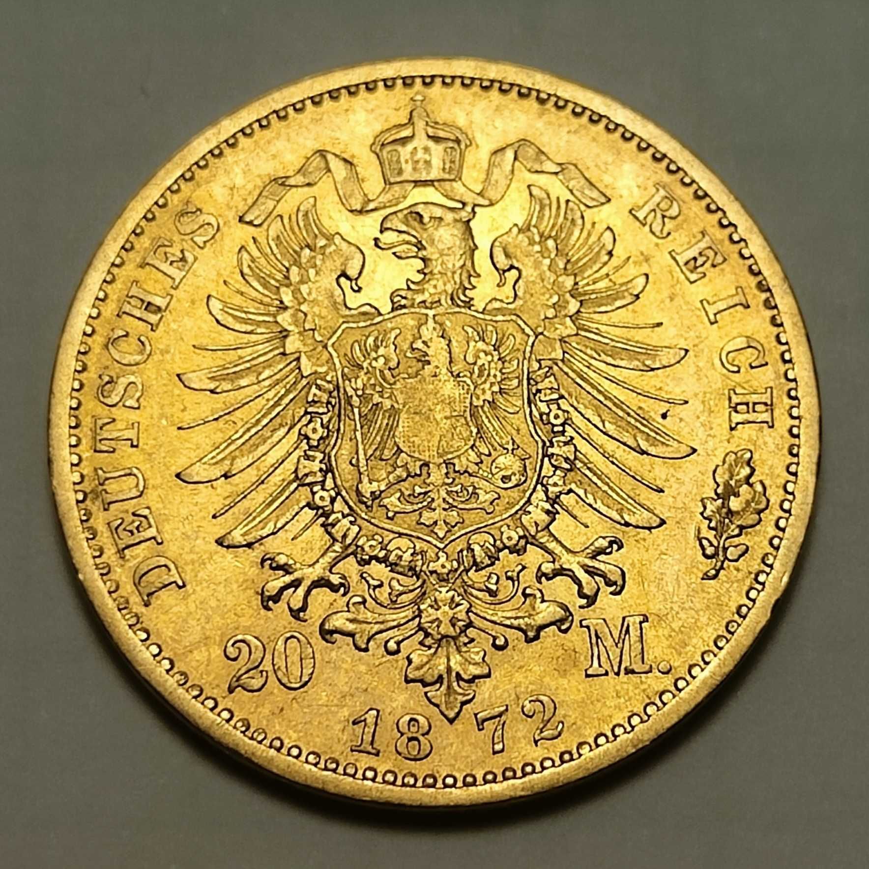 20 марок 1872 Вюртемберг Карл золото 7,96гр