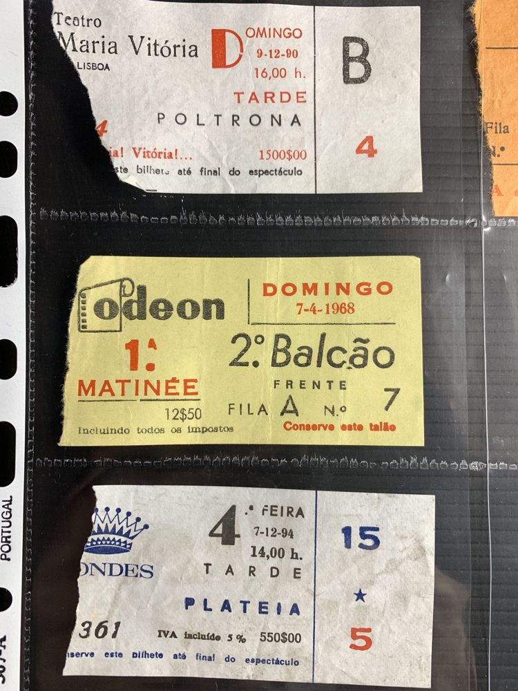 Bilhetes cinema antigos