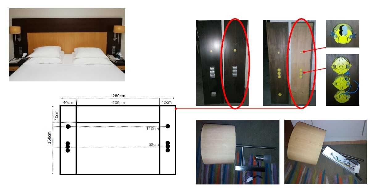 Cabeceira de cama em madeira com iluminação incluída