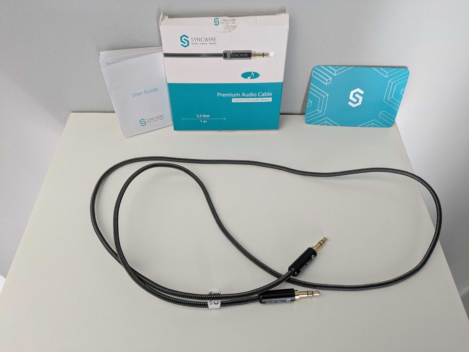 Cabo de áudio Jack de 3.5mm macho, nylon entrançado, 1 metro