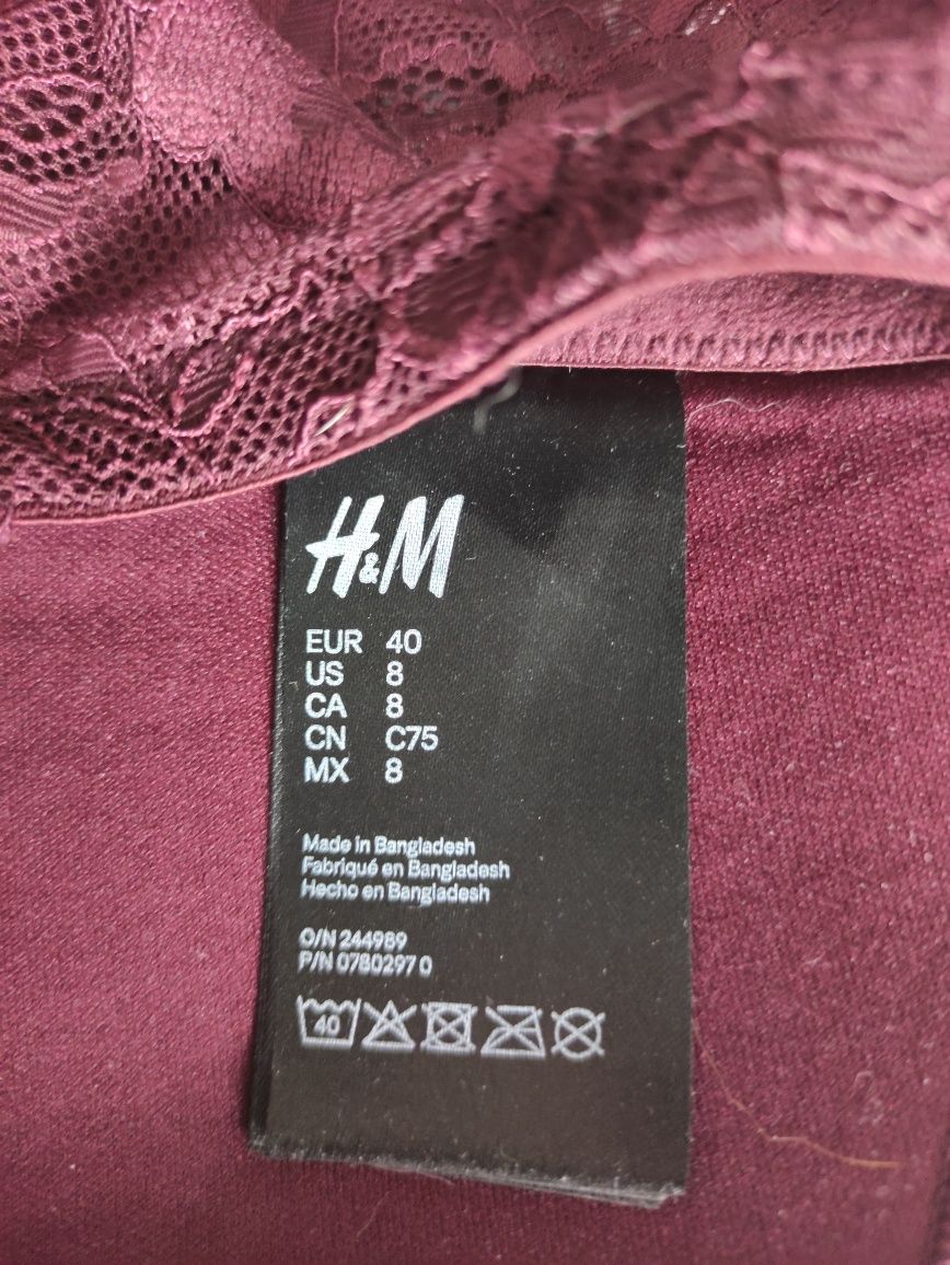Biustonosz kolor śliwkowy koronkowy rozm. 40, 75C firmy H&M