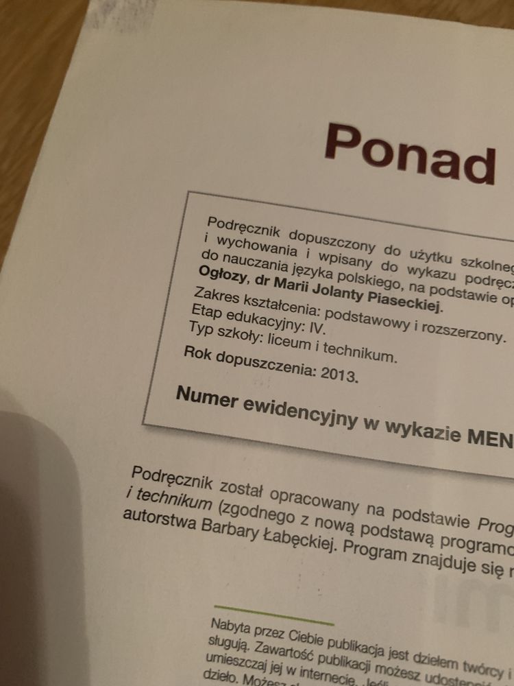 Ponad słowami podręcznik do polskiego liceum technikum kl. 2 część 1