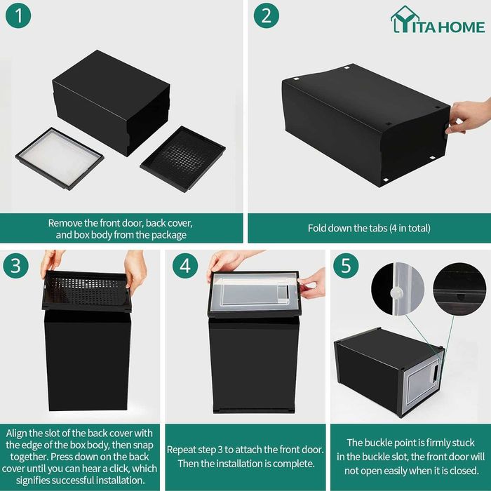 M2370. Pudełka na buty YITAHOME 25 x 18 x 35 cm CZARNY12 sztuk