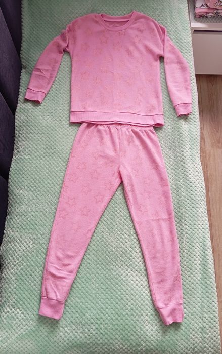 R. 146-155 piżama polarowa, różowa w gwiazdki, ciepła