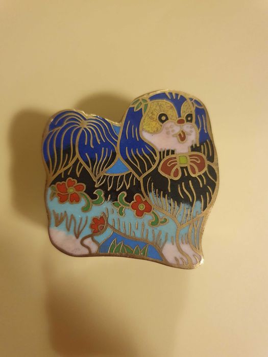 Cloisonne,emalia na mosiądzu, pudełeczko.