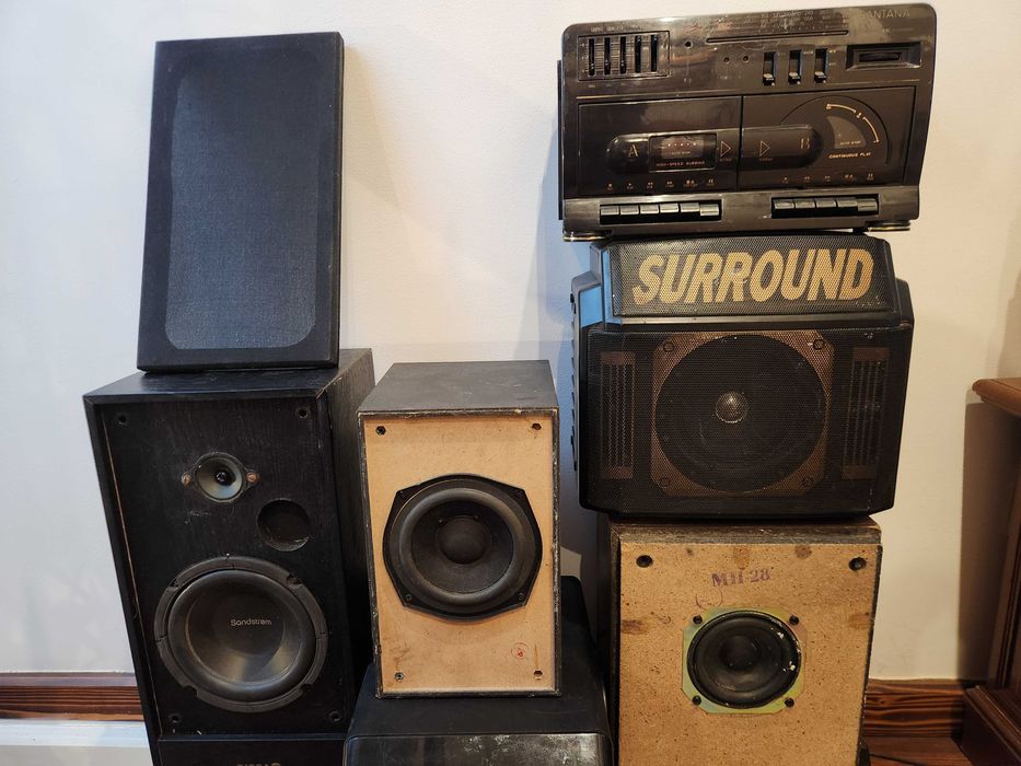 STARE GŁOŚNIKI KOLUMNY Diora Sony wzmacniacz+ Radio Unitra Safari 2A