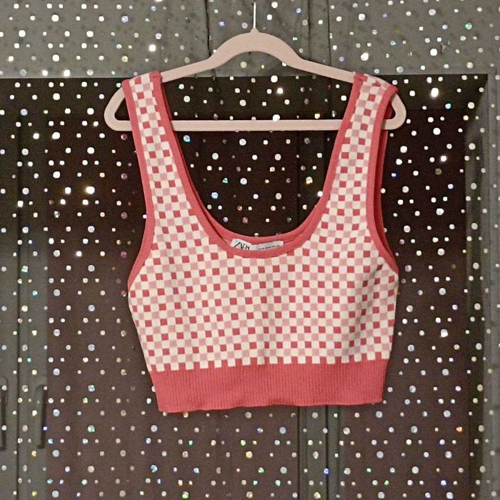 Рожевий топ в клітинку Zara