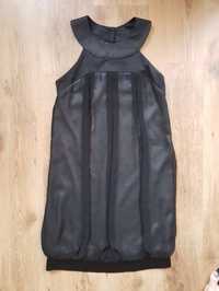 Piękna sukienka Cavaricci 36 - bombka czarna srebny materiał