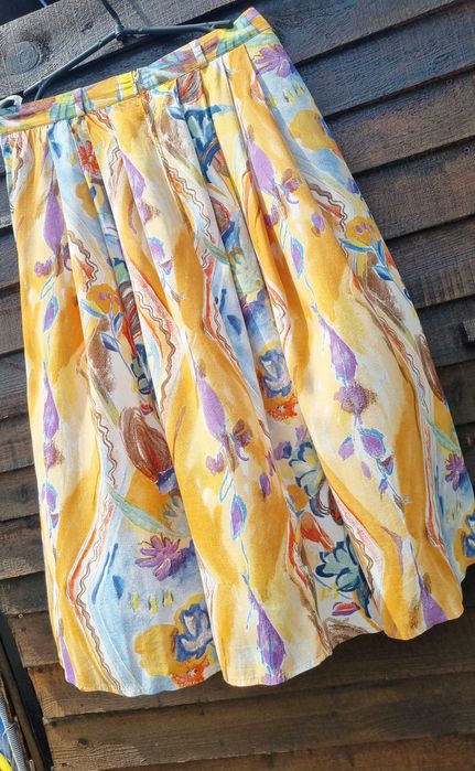 Юбка винтажная вискозная плиссе батал