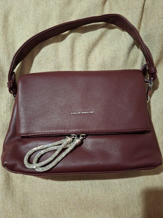Сумка на 2відділа, один ремінець, колір бордо, нова