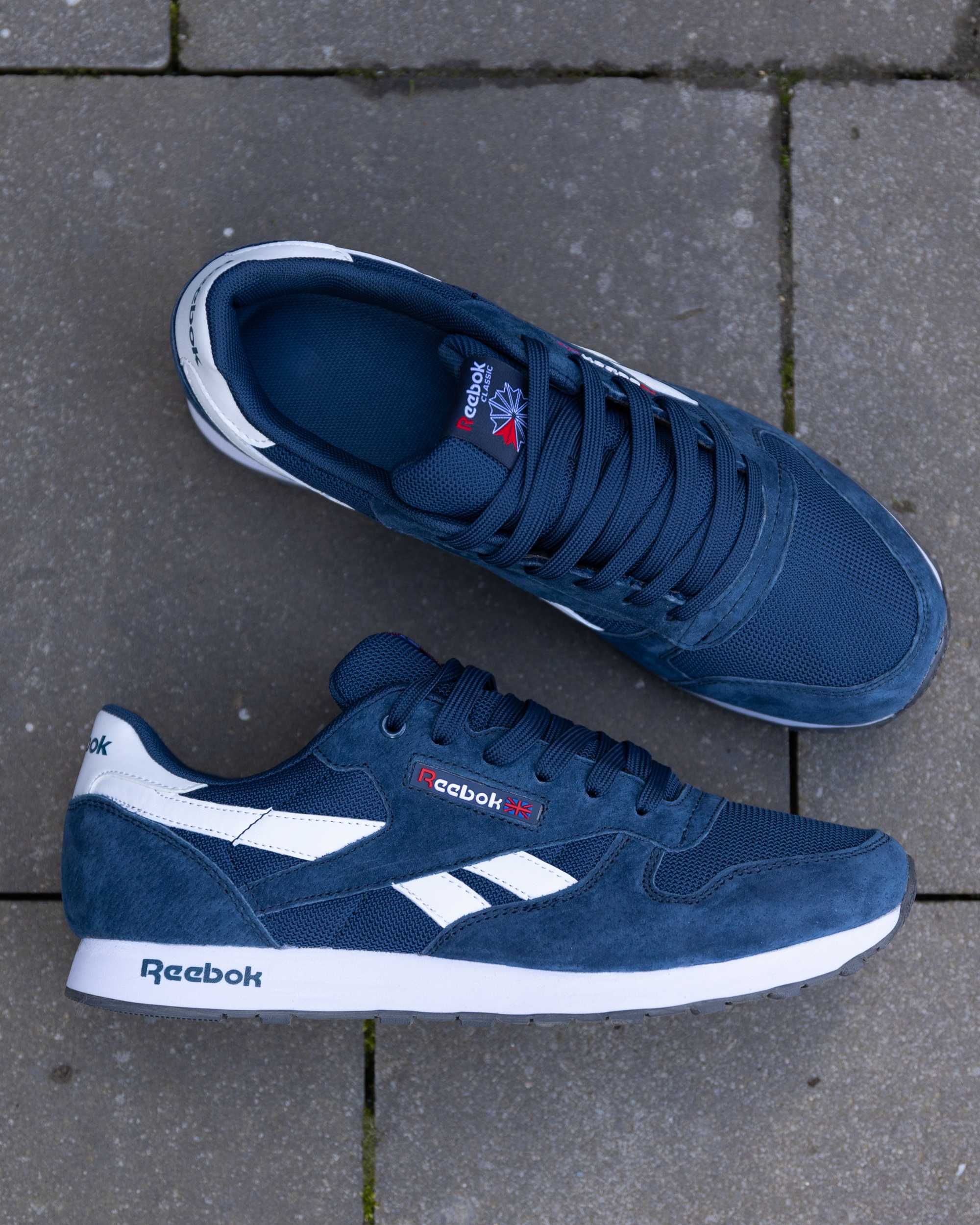 Кроссовки мужские Reebok Classic Leather Blue White Рибок Классик