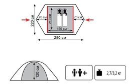 Палатка двухместная Tramp Lite Camp 2, туристическая палатка на двоих