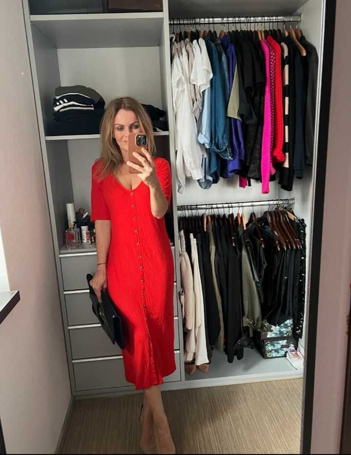 H&M śliczna długa MIDI maxi czerwona sukienka M