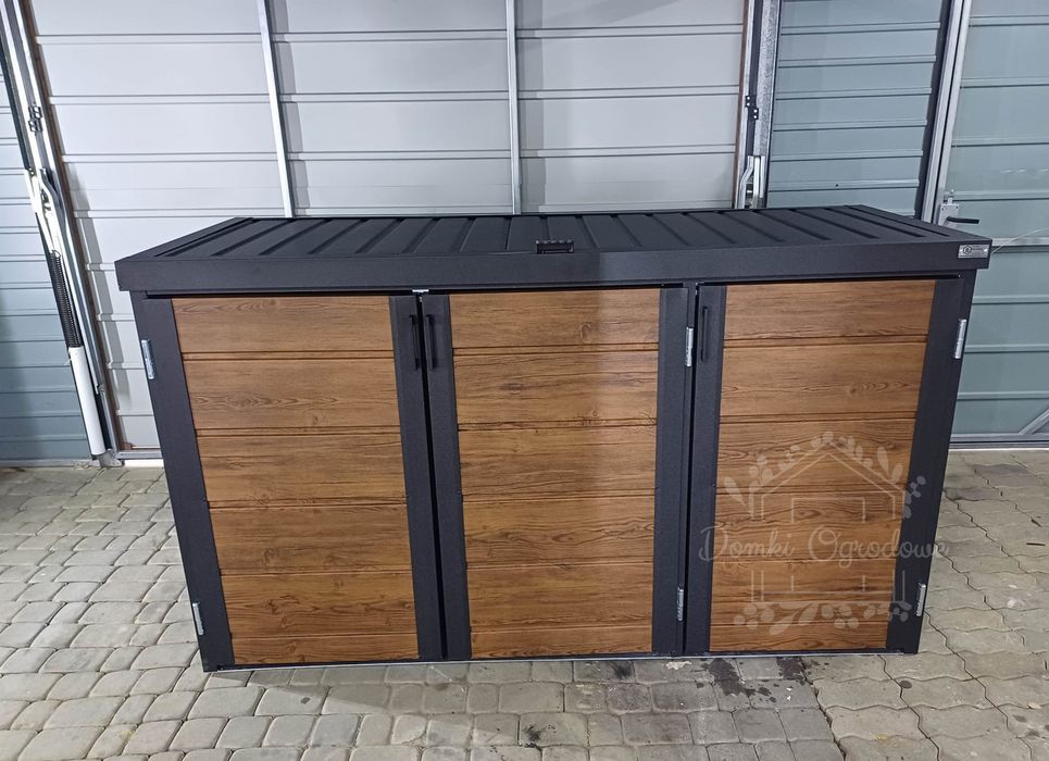 Zabudowa koszy na śmieci wiata 207x80x120 cm 3x240L GP342