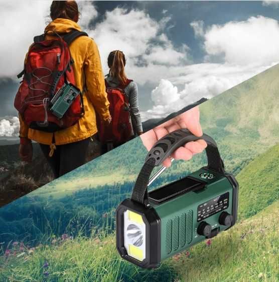 RADIO awaryjne 10000mAh SOLARNE AM FM SOS Z ładowarką USB kompas