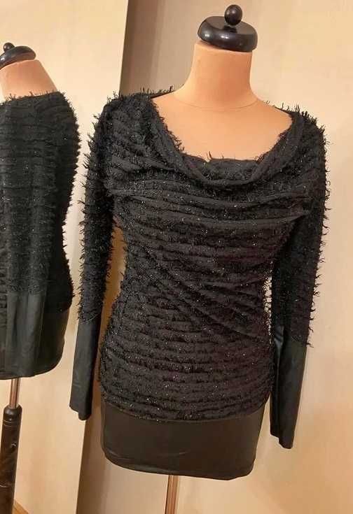 sweter włochaty s m czarny