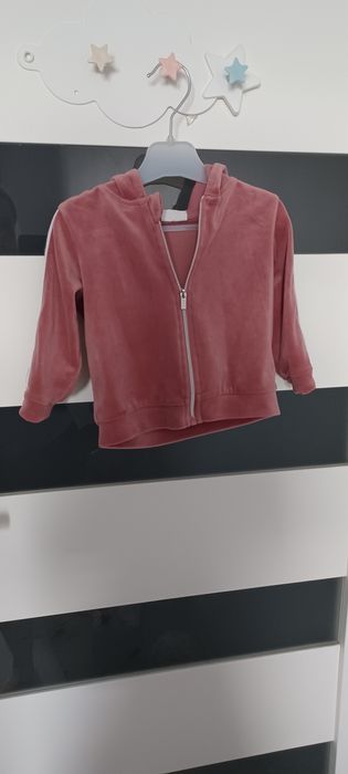 Bluza z kapturem welurowa Kappahl brudny róż 74