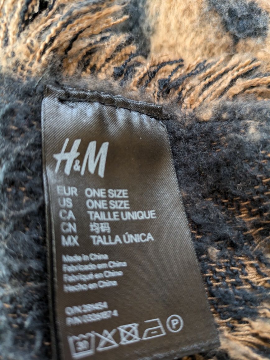 Brązowy duży szal, chusta. H&M.230 cm x 65 cm