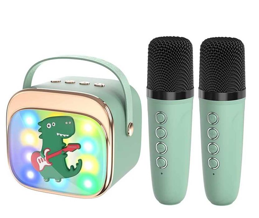 Mini Karaoke Máquina Sistema  para crianças Conjunto Microfone Sem Fio
