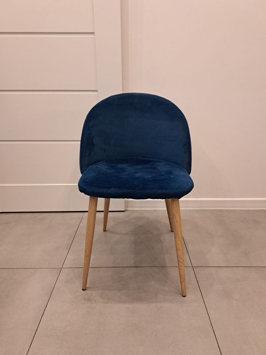 Krzesło welurowe granatowe komplet 6 sztuk