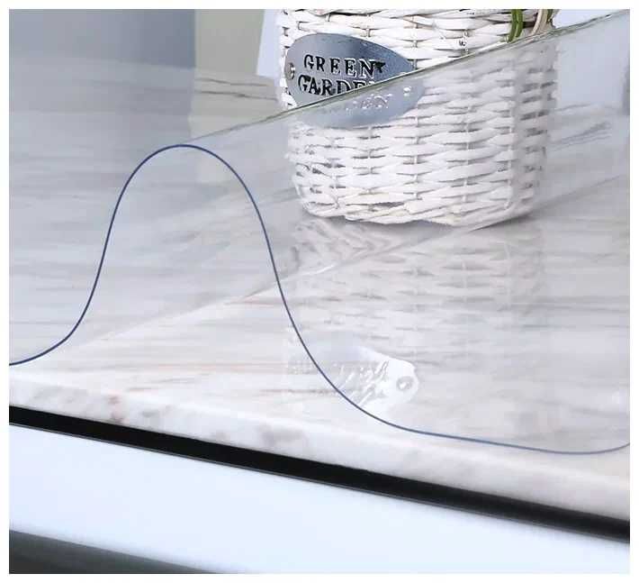 Прозора Силіконова скатертина на стіл м'яке рідке скло плівка клейонка