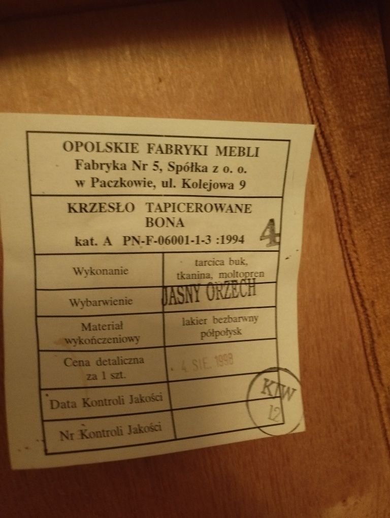 Krzesło tapicerowane "Bona", szt. 8