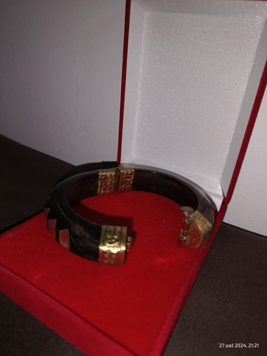 Nową Stara Indyjska Bransoletka wykonana z drewna i mosiądzu