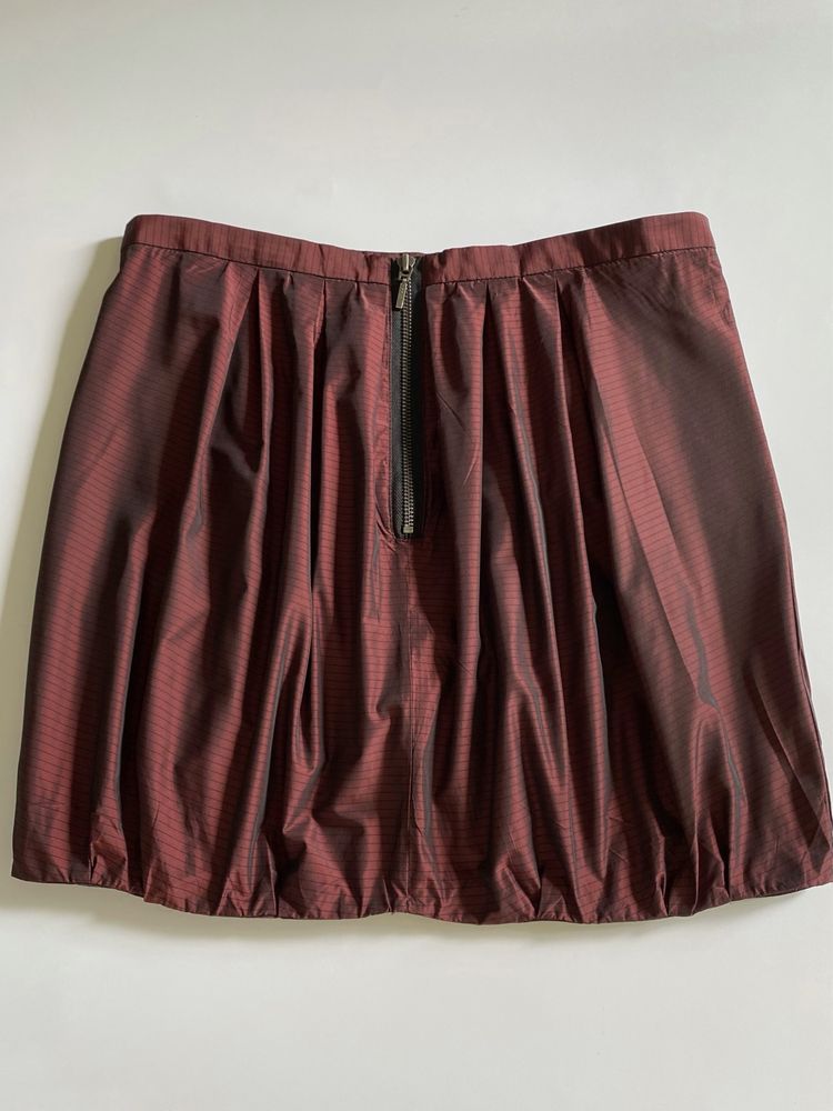Krótka spódnica bombka burgundowa w paski, mini, Reserved M/38