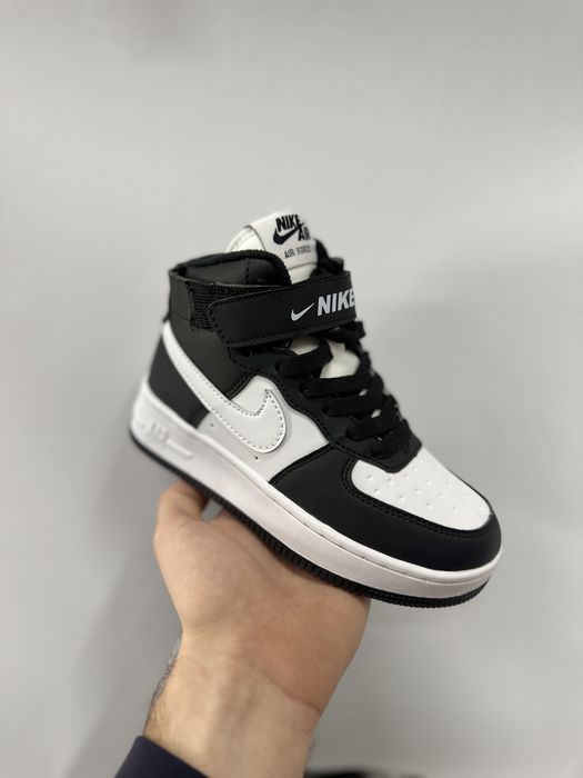 Кроссівки зимові Nike Air Force чорні, черевики на овчині найк форс