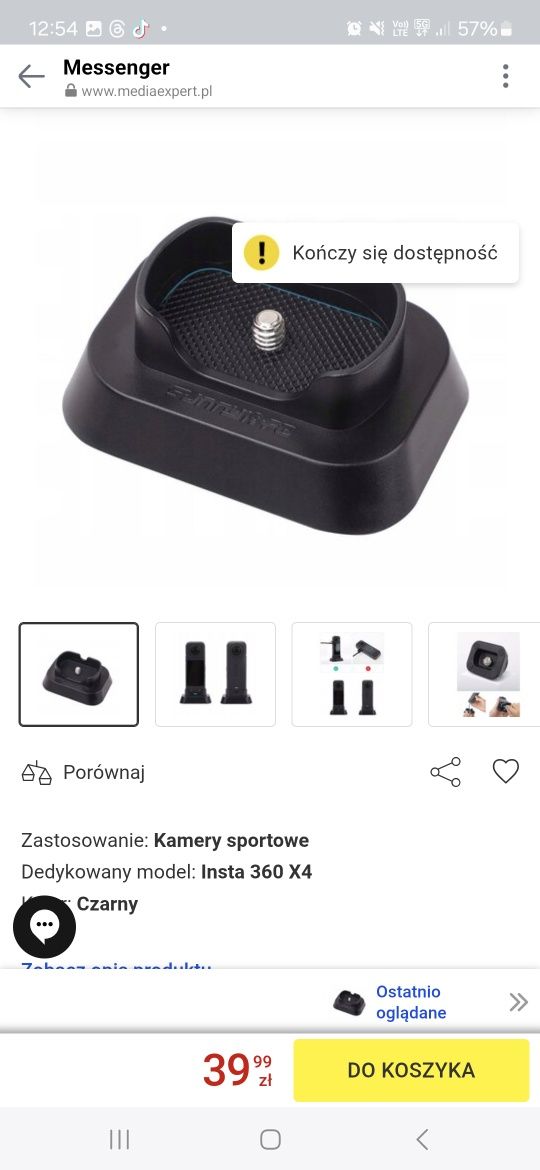 Podstawka do kamery insta 360x4