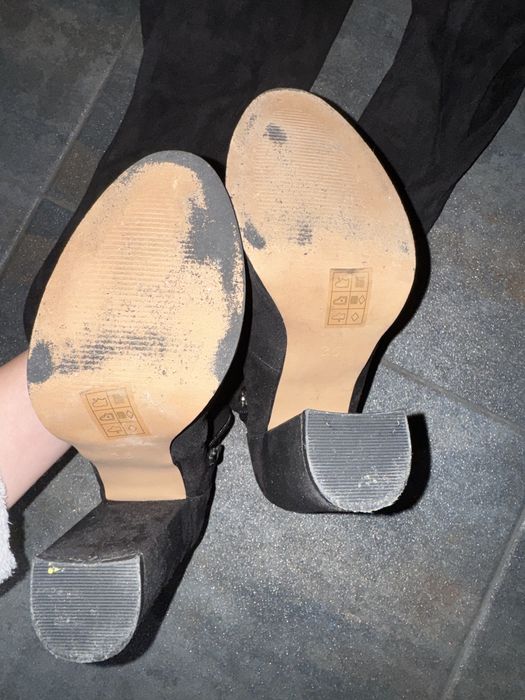 Замшеві чорні ботфорди/сапоги/чоботи ASOS