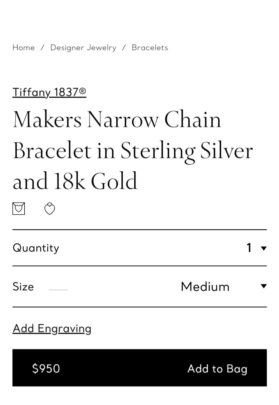 Bracelete de corrente estreita  em prata esterlina e ouro 18k
