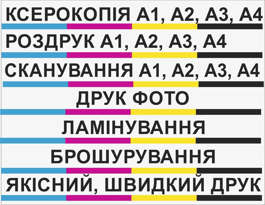 Сканування А1, ксерокопія, поліграфічні послуги, роздрук