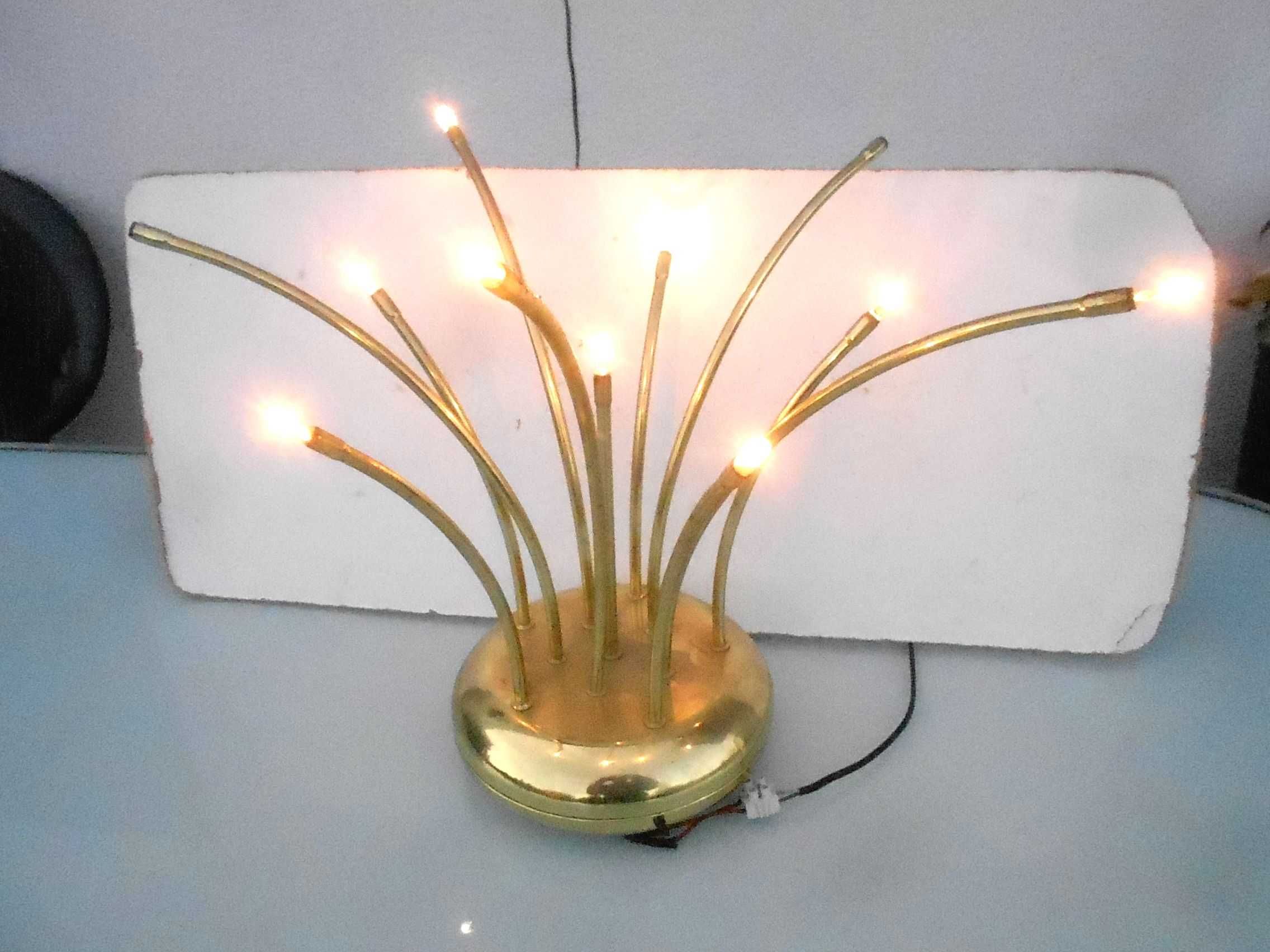 Lampa mosiężna na 11 żarówek G4, unikat, na komodę, biurko  lub sufit