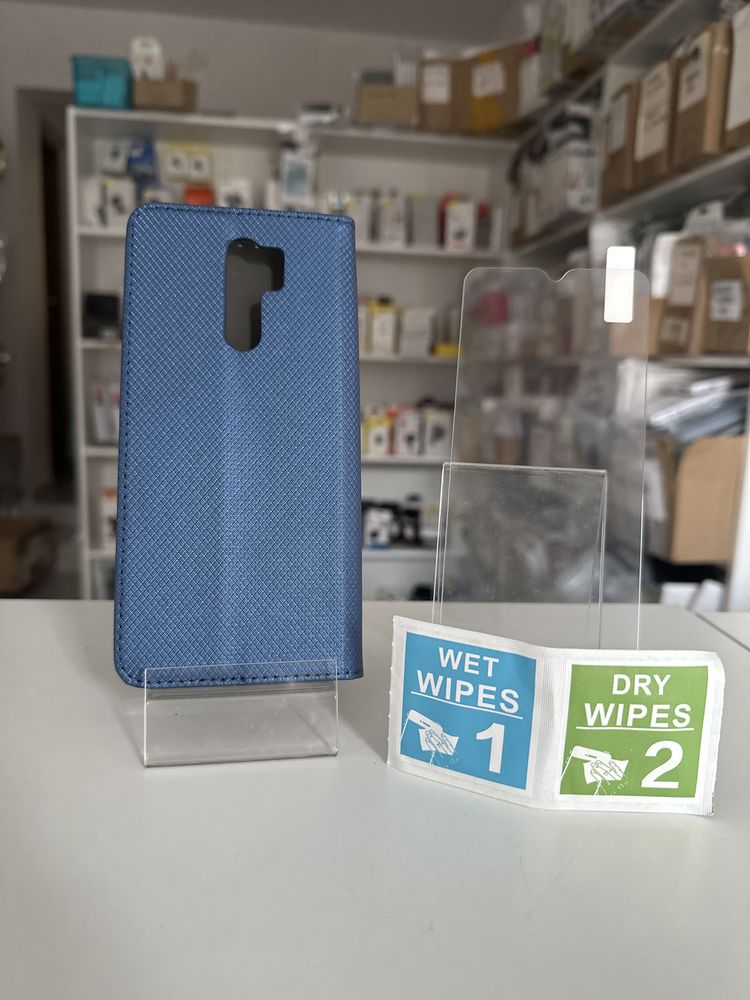 Etui zamykane + SZKŁO hartowane 9H do xiaomi redmi 9