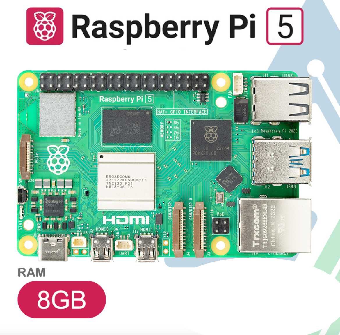 Мінікомпʼютер Raspberry Pi 5 8 Gb RAM