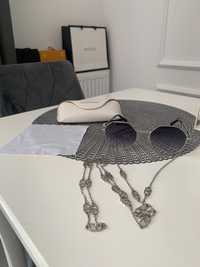 Okulary Maison Valentino z łańcuszkiem,HIT,w kolorze srebra.